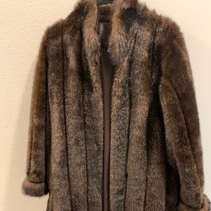 Donna Salyers Brown Collar Faux Fur Jacket